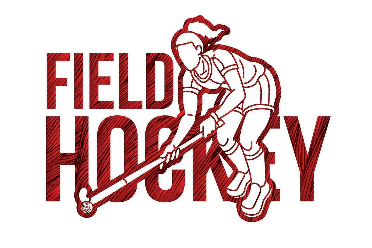 Field Hockey Font Design with Female Player Action vector