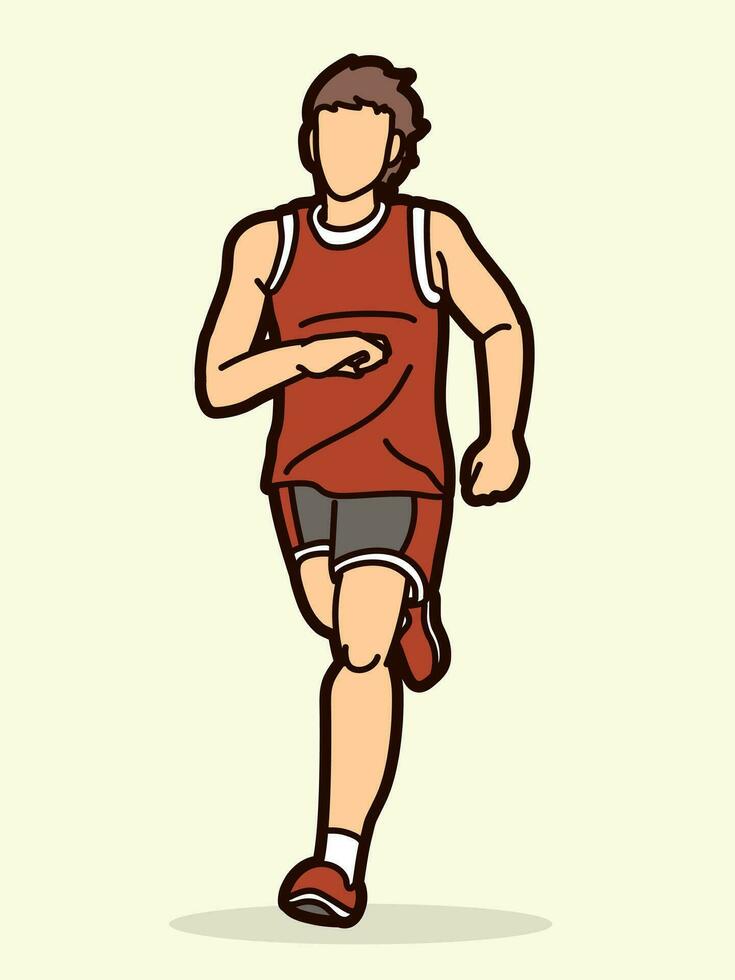 Marathon Runner A Man Start Running Action vector