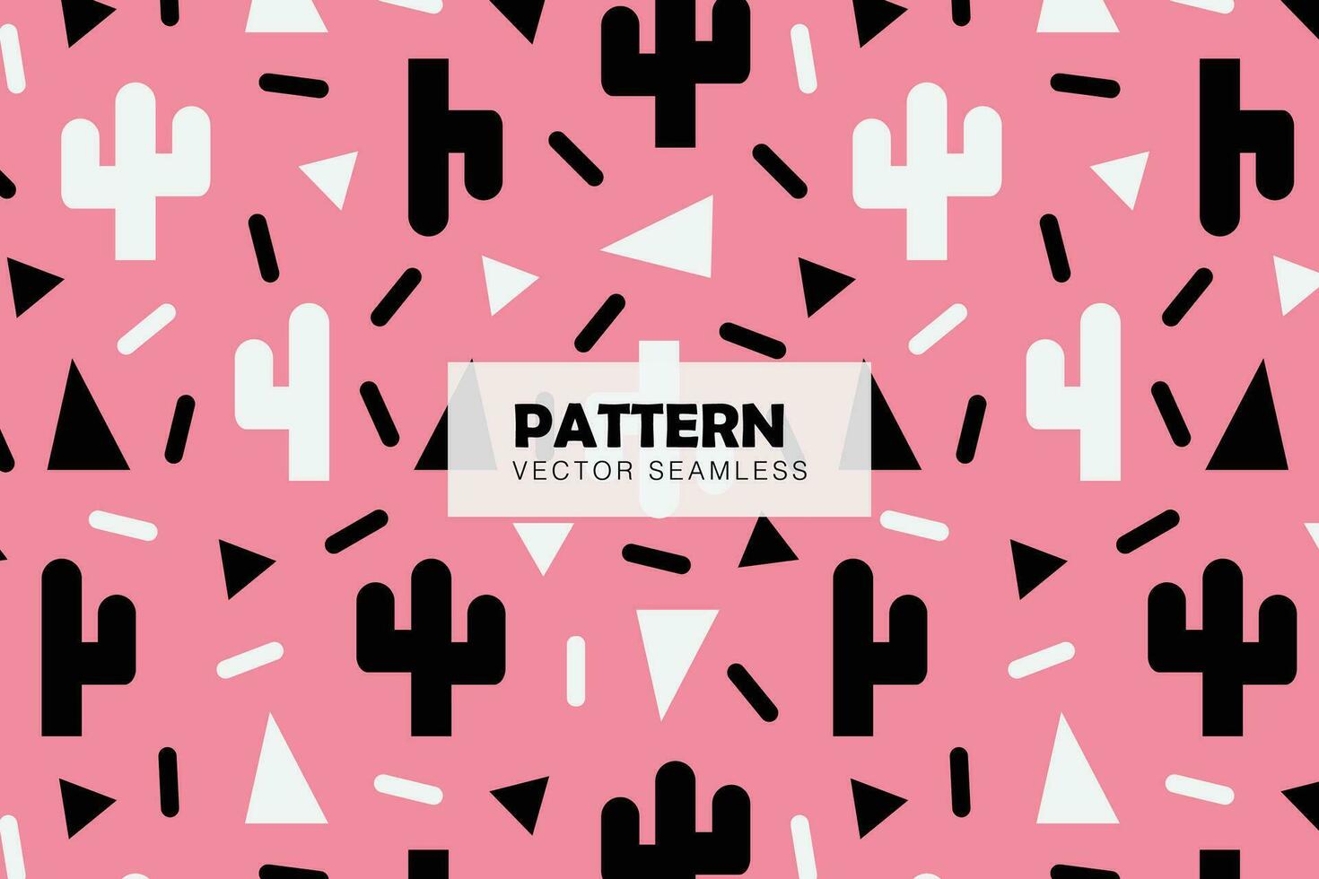 Cactus cute geometric shapes seamless repeat pattern vector