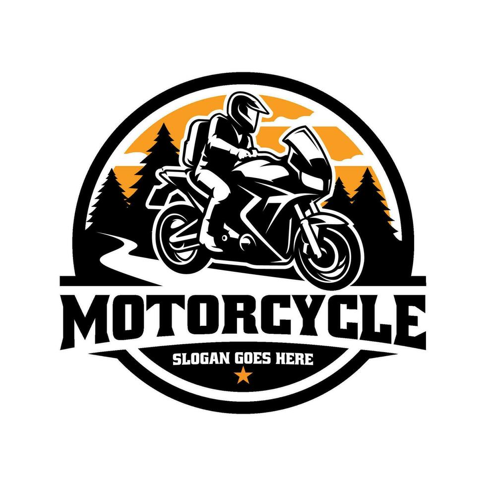 motorista montando aventuras motocicleta ilustración logo vector