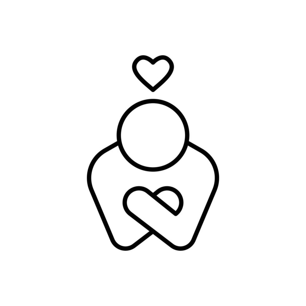 Your self care icon. Simple outline style. Love myself, hug, compassion, embrace my body, good and health life concept. Thin line symbol. Vector illustration isolated.