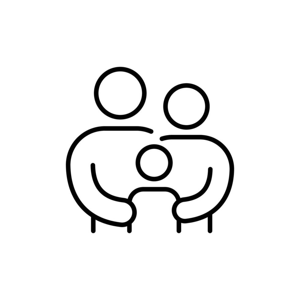 Family icon. Simple outline style. Parents and child, father, mother, kid, couple, together concept. Thin line symbol. Vector illustration isolated.