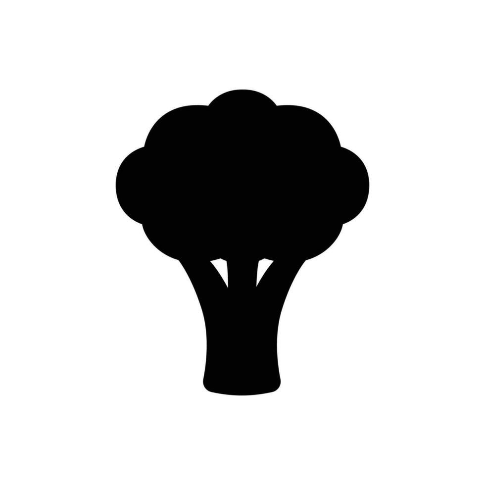 Broccoli icon. Simple solid style. Vegetable, plant, healthy, natural, organic, diet, fresh, food concept. Black silhouette, glyph symbol. Vector illustration isolated on white background.