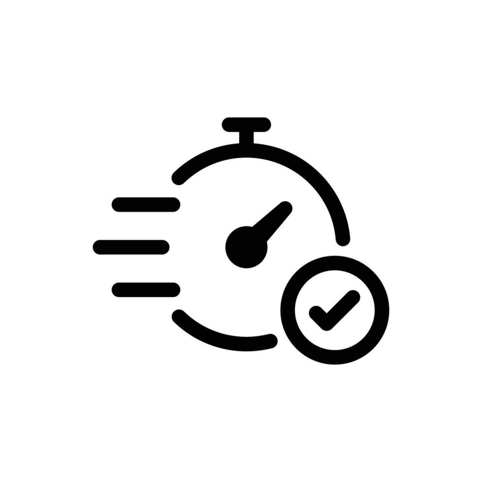 rápido aprobación icono. sencillo contorno estilo. cronógrafo, reloj, rápido transferir, rápido transacción, negocio concepto. Delgado línea símbolo. vector ilustración aislado en blanco antecedentes.