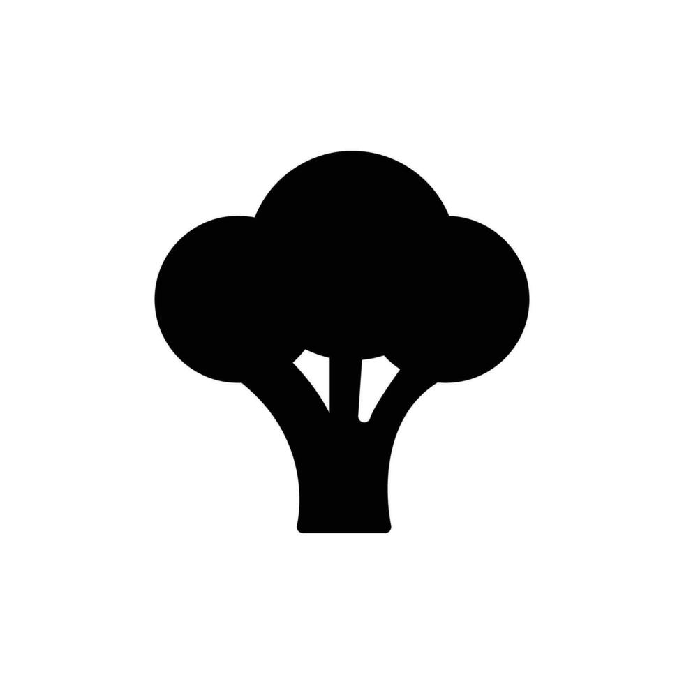 Broccoli icon. Simple solid style. Vegetable, plant, healthy, natural, organic, diet, fresh, food concept. Black silhouette, glyph symbol. Vector illustration isolated on white background.