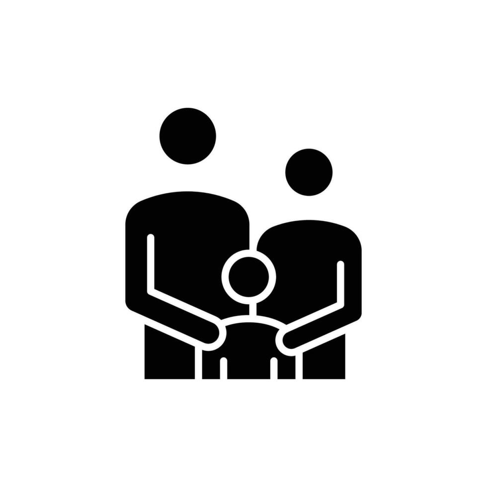 familia icono. sencillo sólido estilo. padres y niño, padre, madre, niño, pareja, juntos concepto. negro silueta, glifo símbolo. vector ilustración aislado.