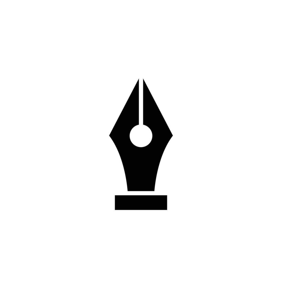 Ink pen icon. Simple solid style. Fountain, calligraphy tool, nib, write, letter, old, classic contact. Black silhouette, glyph symbol. Vector illustration isolated.