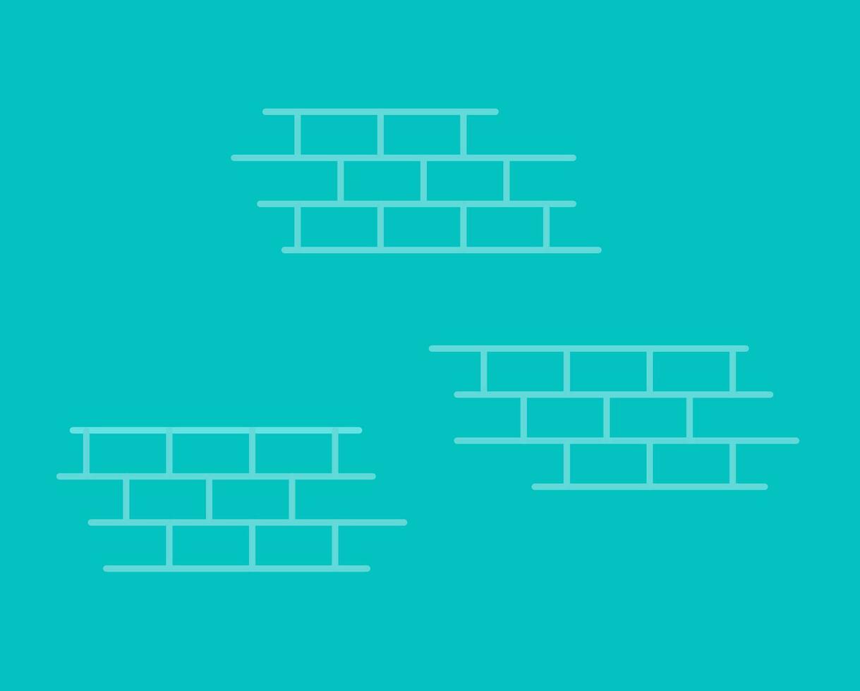 Bricks background abstract vector element line outline art illustration, flat brick decoration graphic on blue background image