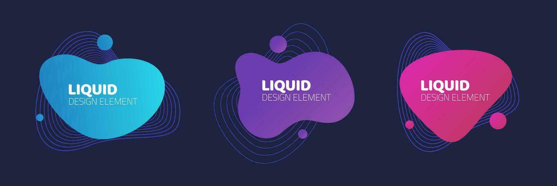 Fluid or liquid graphic graphic element design vector on dark background for flyer or presentation template, gradient abstract geometric shapes for trendy text, wavy splash and curvy backdrop image