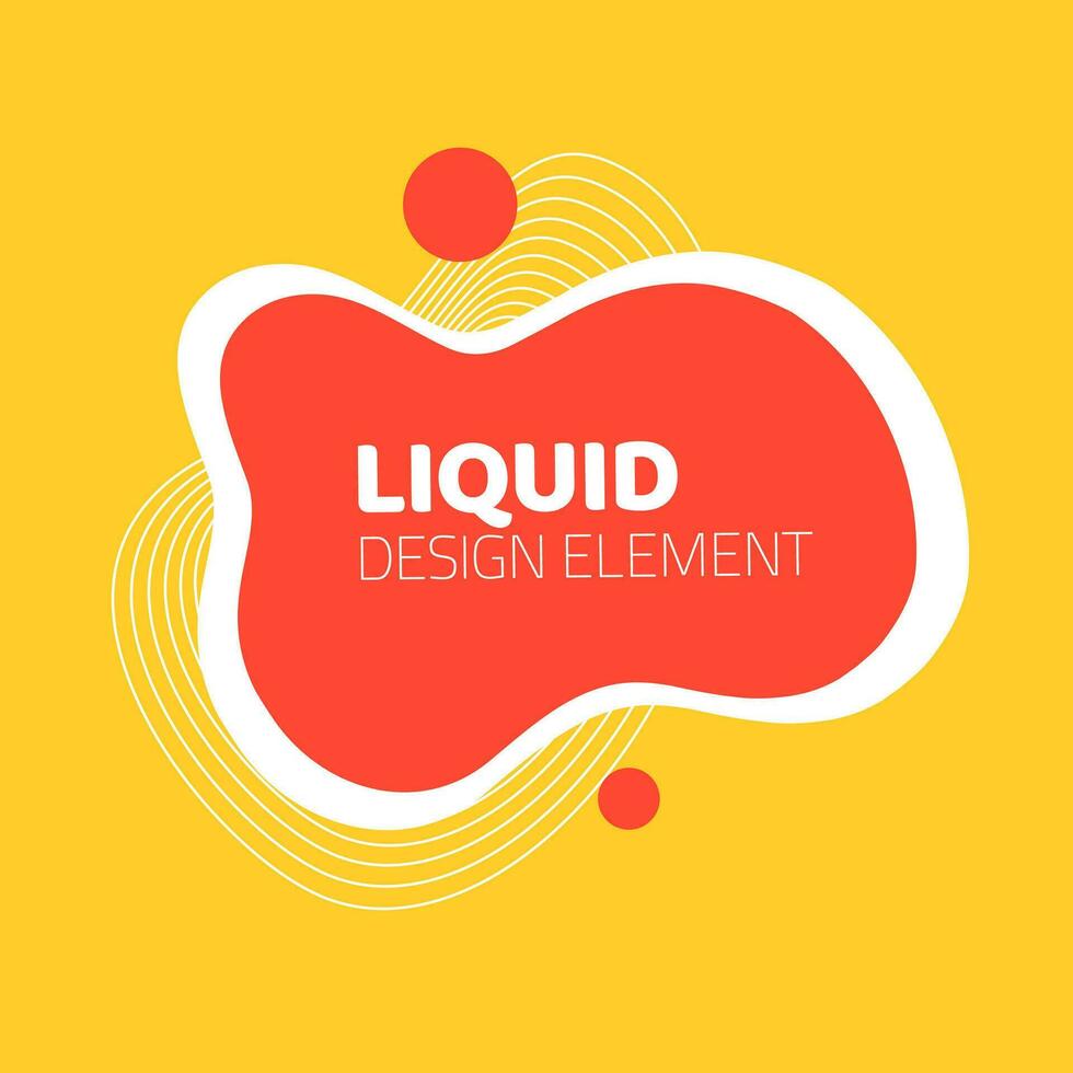 Fluid or liquid graphic element design vector background for flyer or presentation template, yellow orange gradient abstract geometric shapes for text, wavy splash and curvy backdrop image