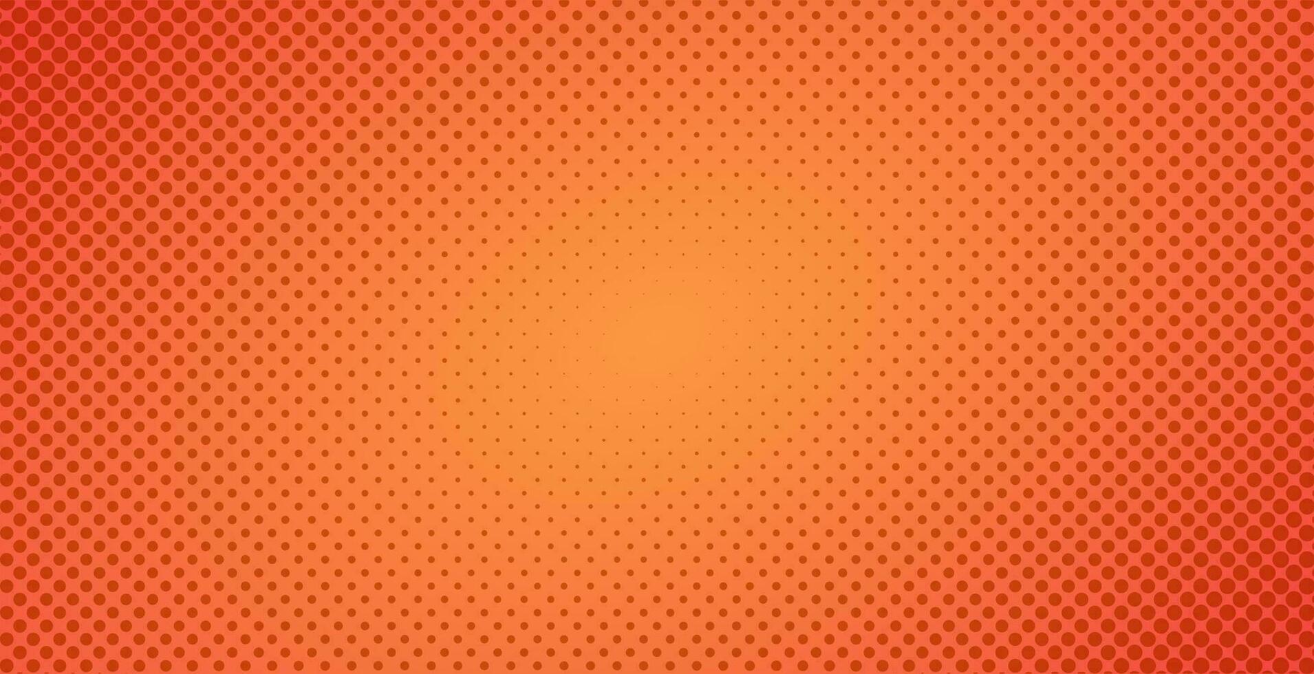 Dotted halftone red orange background or pop art gradient backdrop vector illustration, horizontal background with dots texture as retro effect image