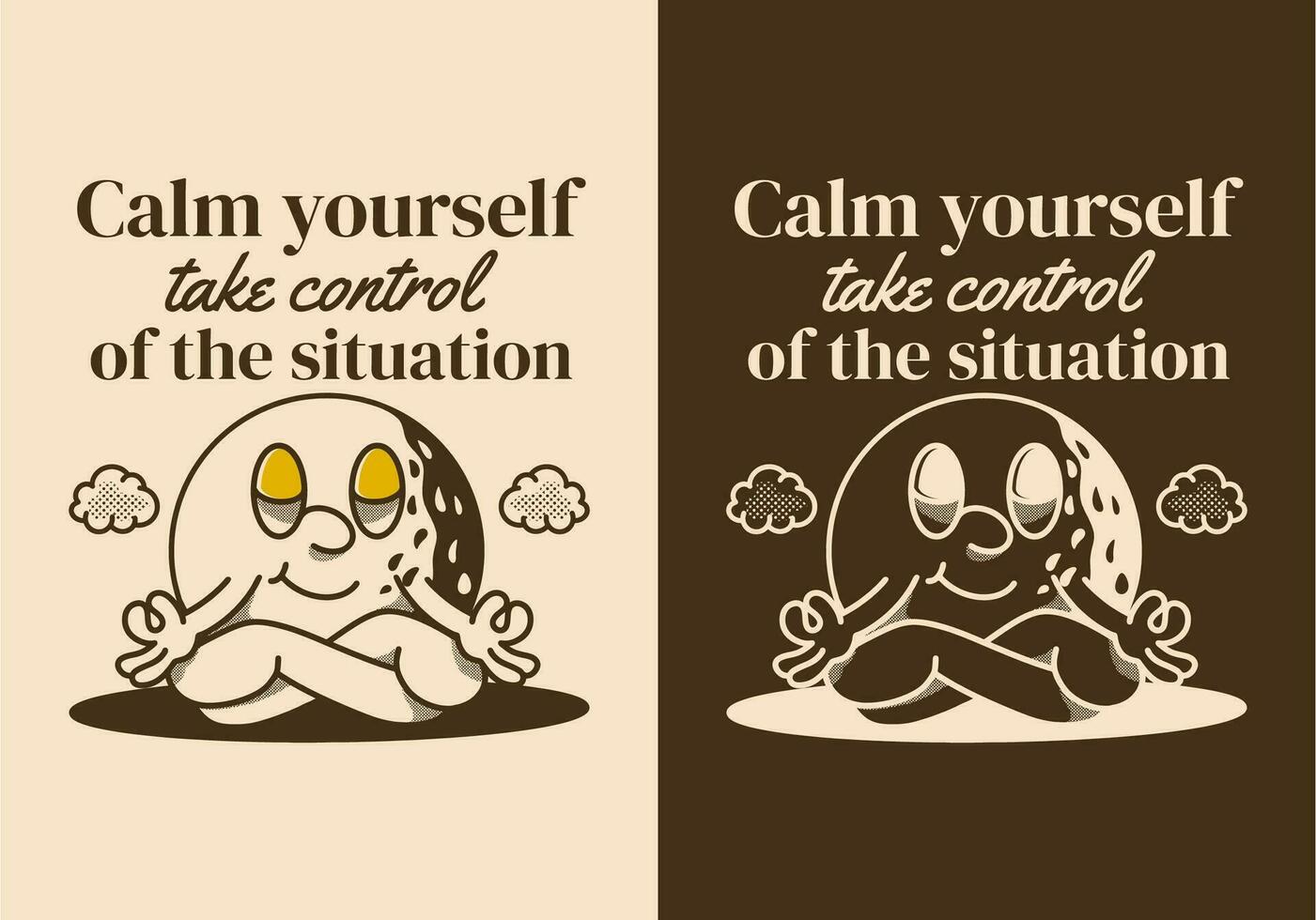 Calm yourself, take control of the situation. Mascot character of golf ball in meditation pose vector