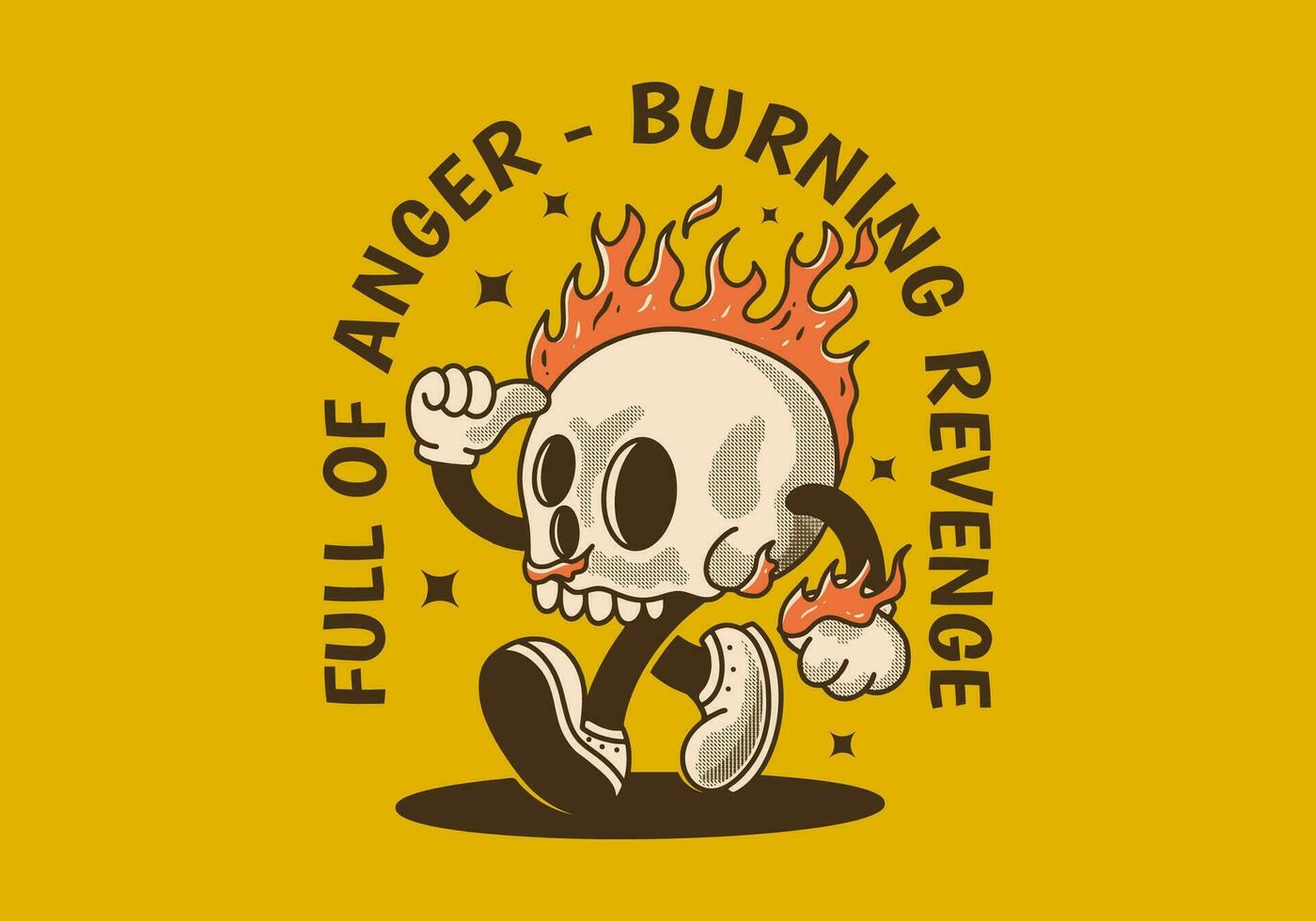 Full of anger, burning revenge. Mascot character illustration of burning skull vector