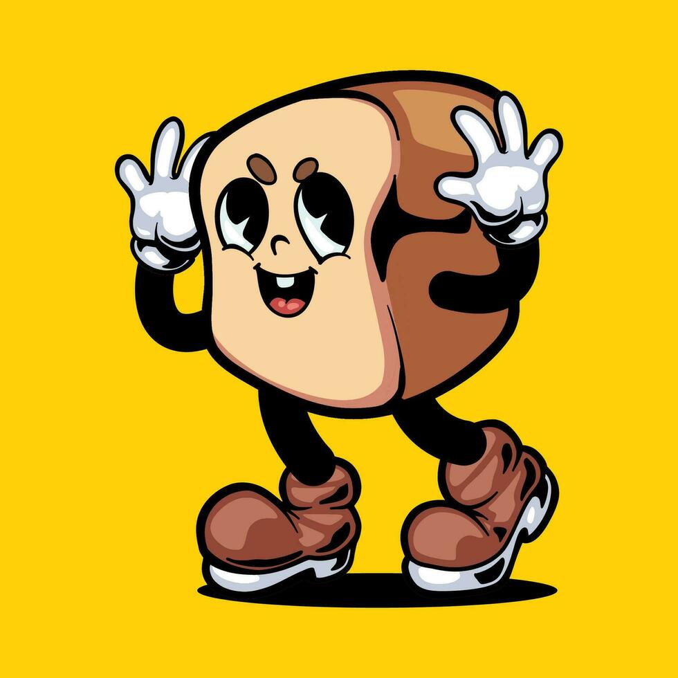 Bakery food cartoon characters with Vintage style vector