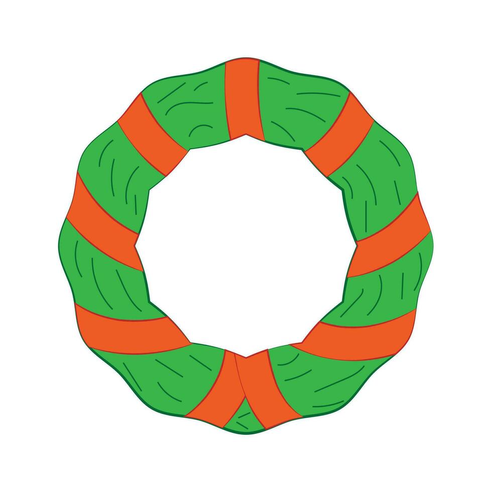 Christmas wreath with holly berries, mistletoe, pine and spruce branches, rowan berries. Merry Christmas and Happy New Year. Vector EPS10