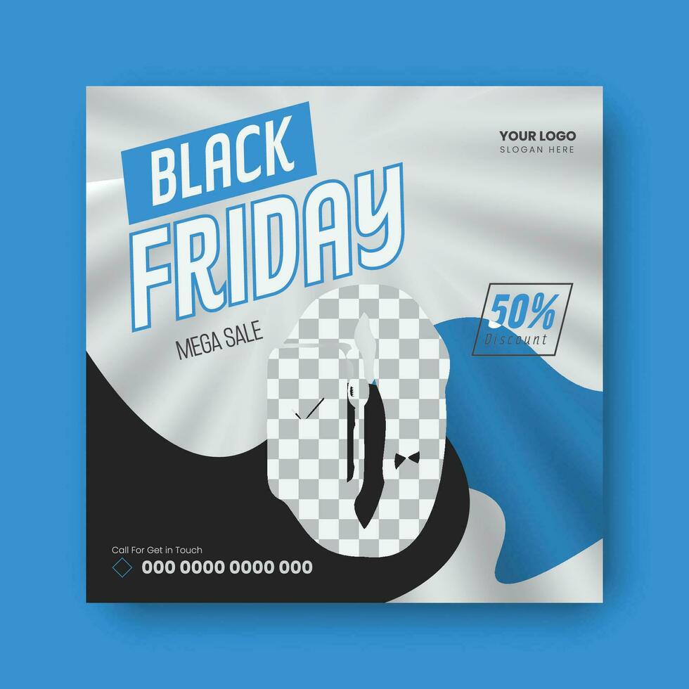 blue color creative black friday post design template. vector