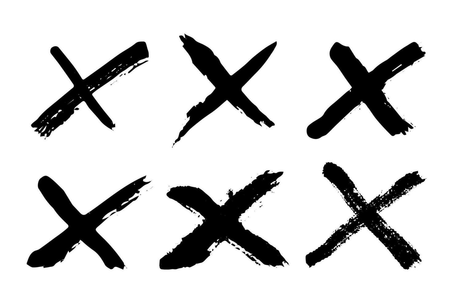 Hand drawn cross mark doodle set. Marker wrong sign clipart. Ink scribble checkbox. Single element vector