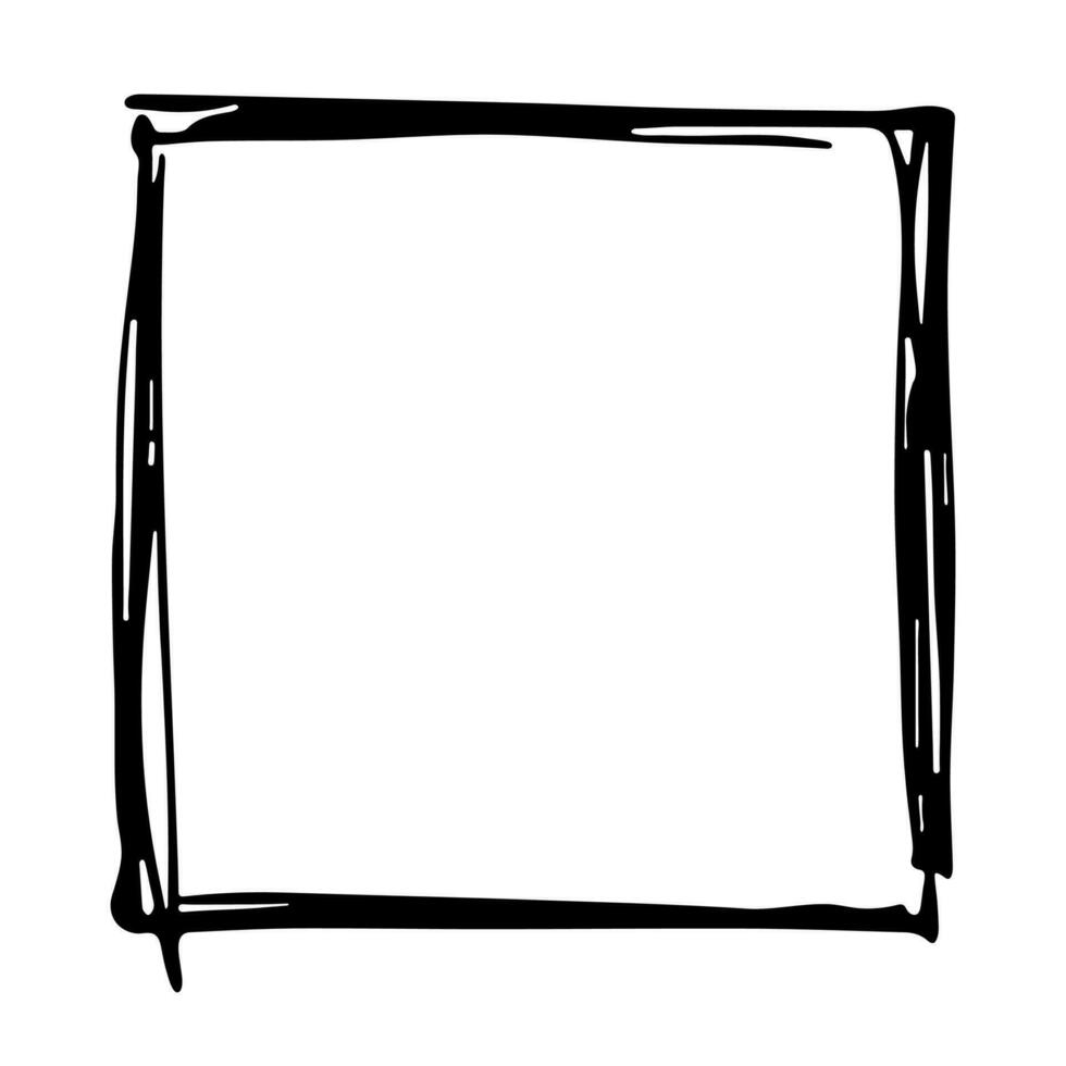 Hand drawn highlight illustration. Marker frame clipart. Ink scribble square. Single element vector