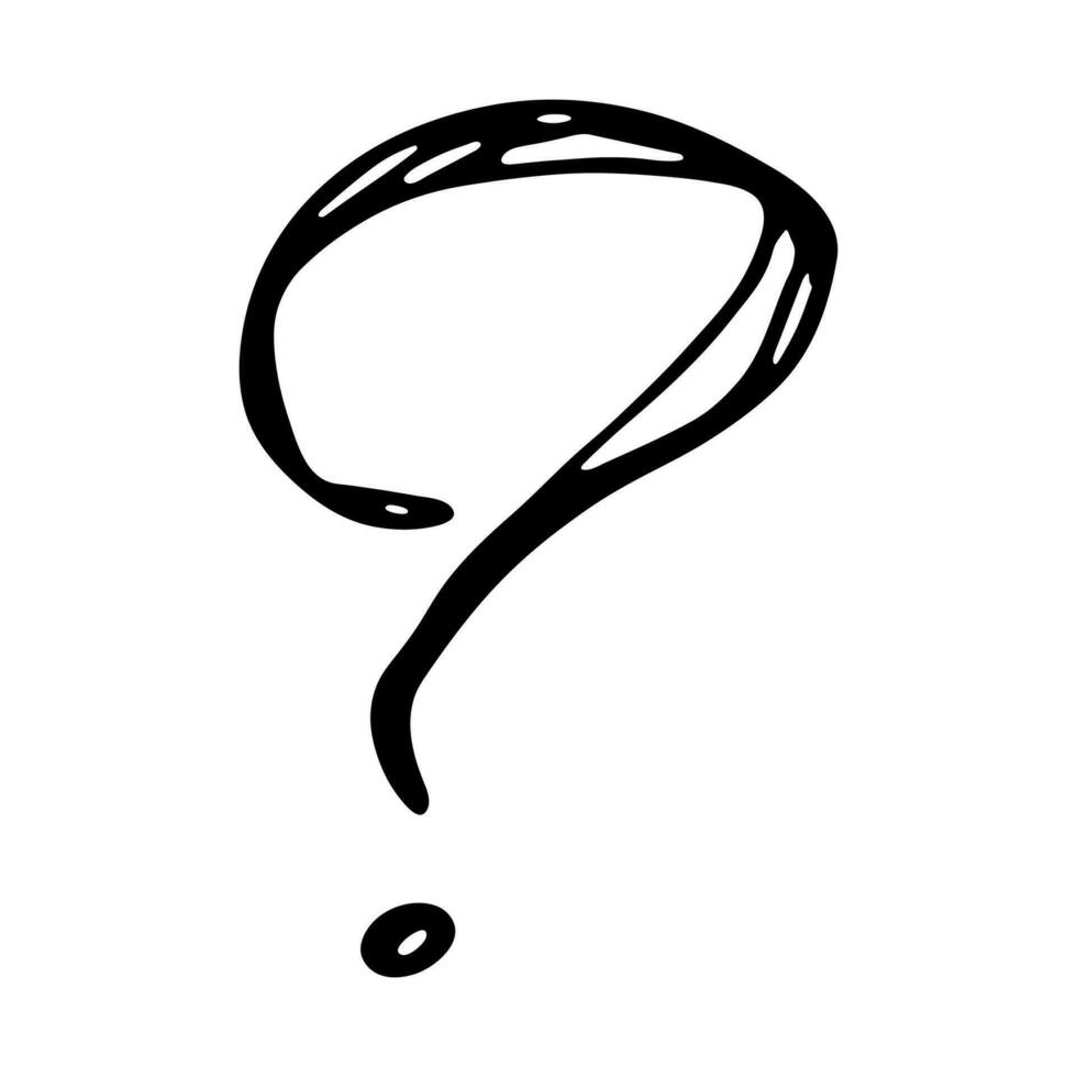 Hand drawn ink question mark illustration in sketch style. Single element for design vector