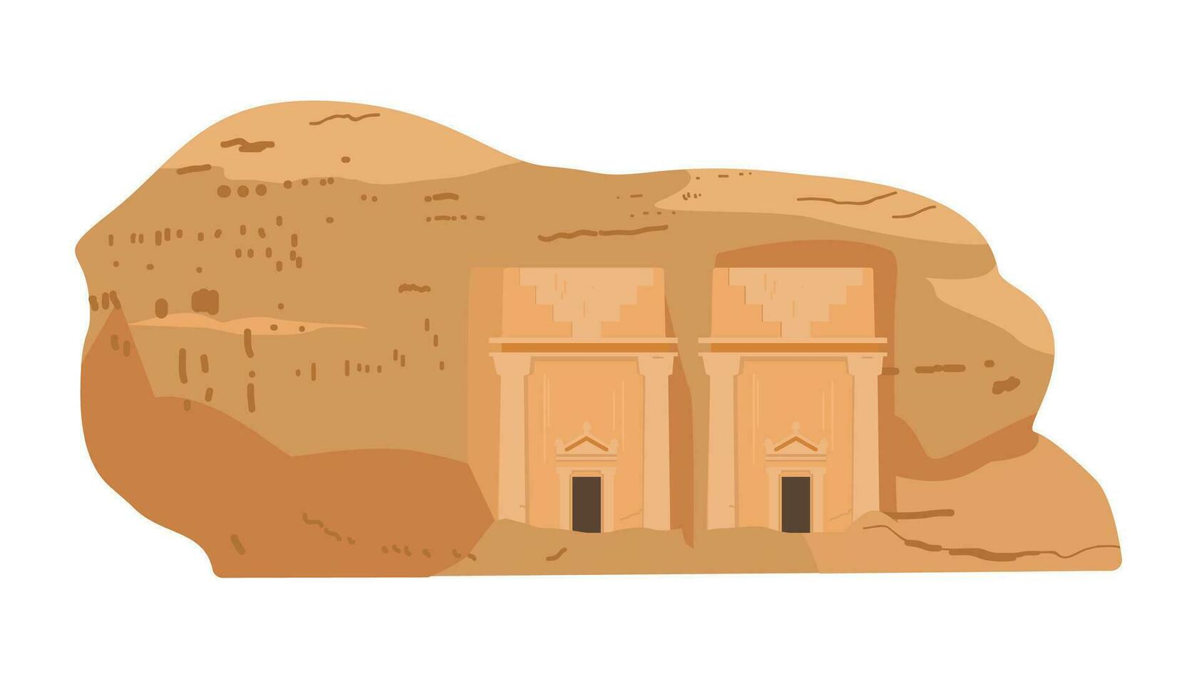 hegra saudi arabia antiguo pueblo vector ilustración. álula, tumbas en arena rocas