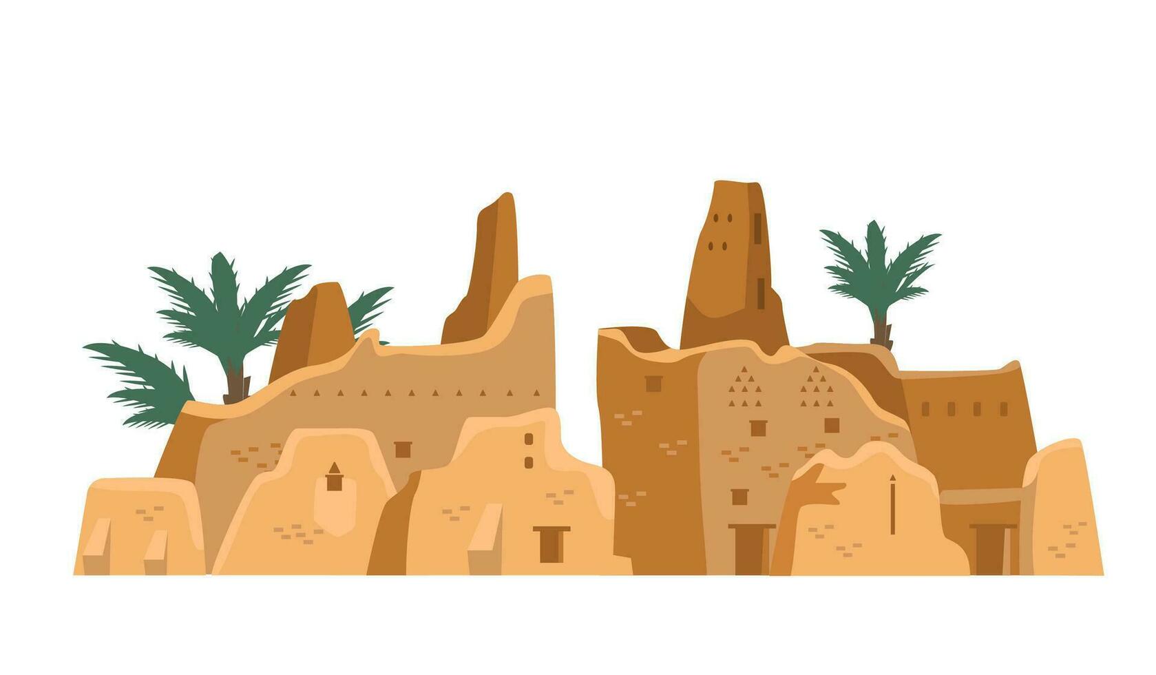 Citadel of at-Turaif in Saudi Arabia vector illustration. Traditional Najdi architecture.