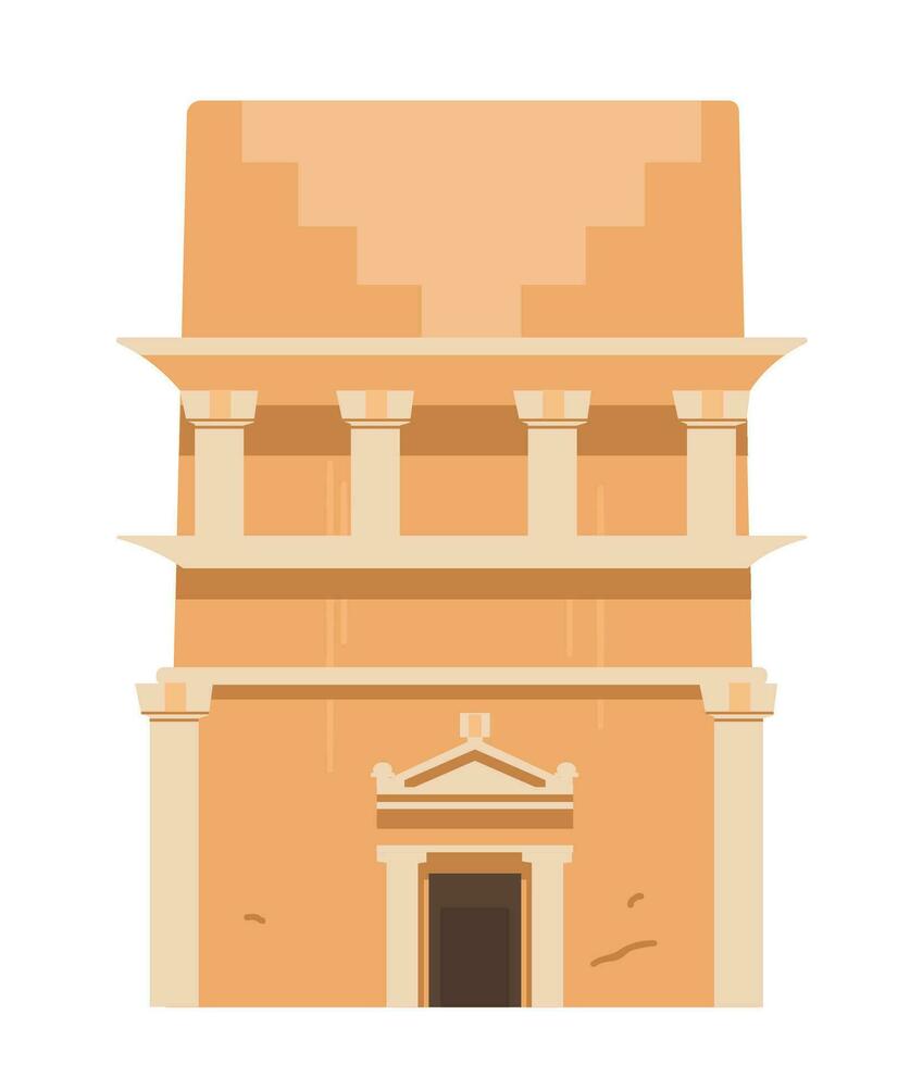 Hegra Saudi Arabia Ancient Village Vector Illustration. AlULa, tombs in sand rocks.