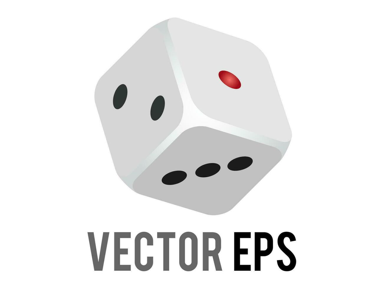 Vector six sided white game die icon, showing sides of 1, 2, 3