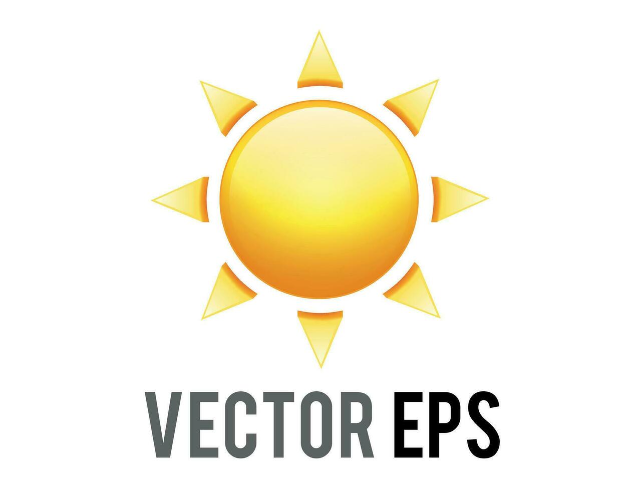 Vector gradient shinny orange sun or hot weather icon with eight triangular rays