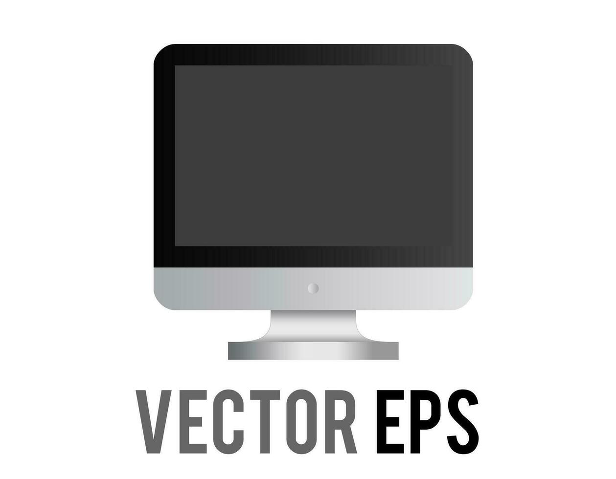 Vector black and silver desktop personal computer icon in front view