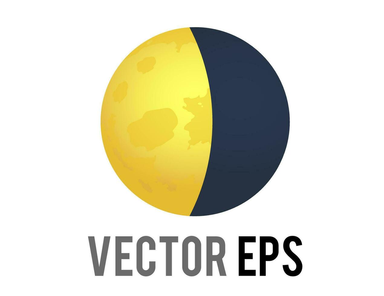 Vector golden yellow half moon icon, represent nighttime, outer space and astronomy