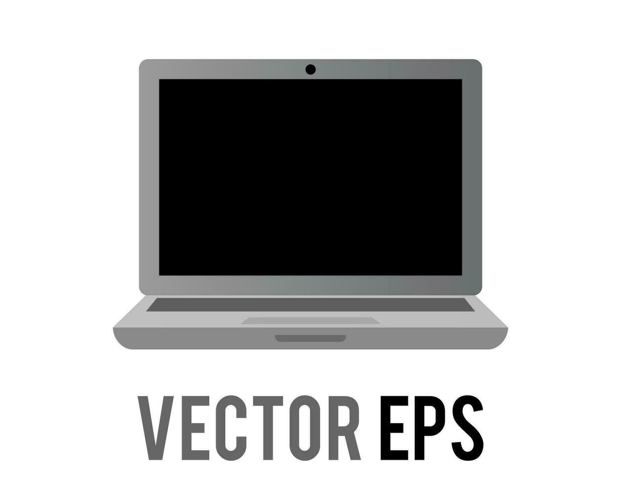 Vector silver laptop personal computer icon with showing empty screen, keyboard, touchpad