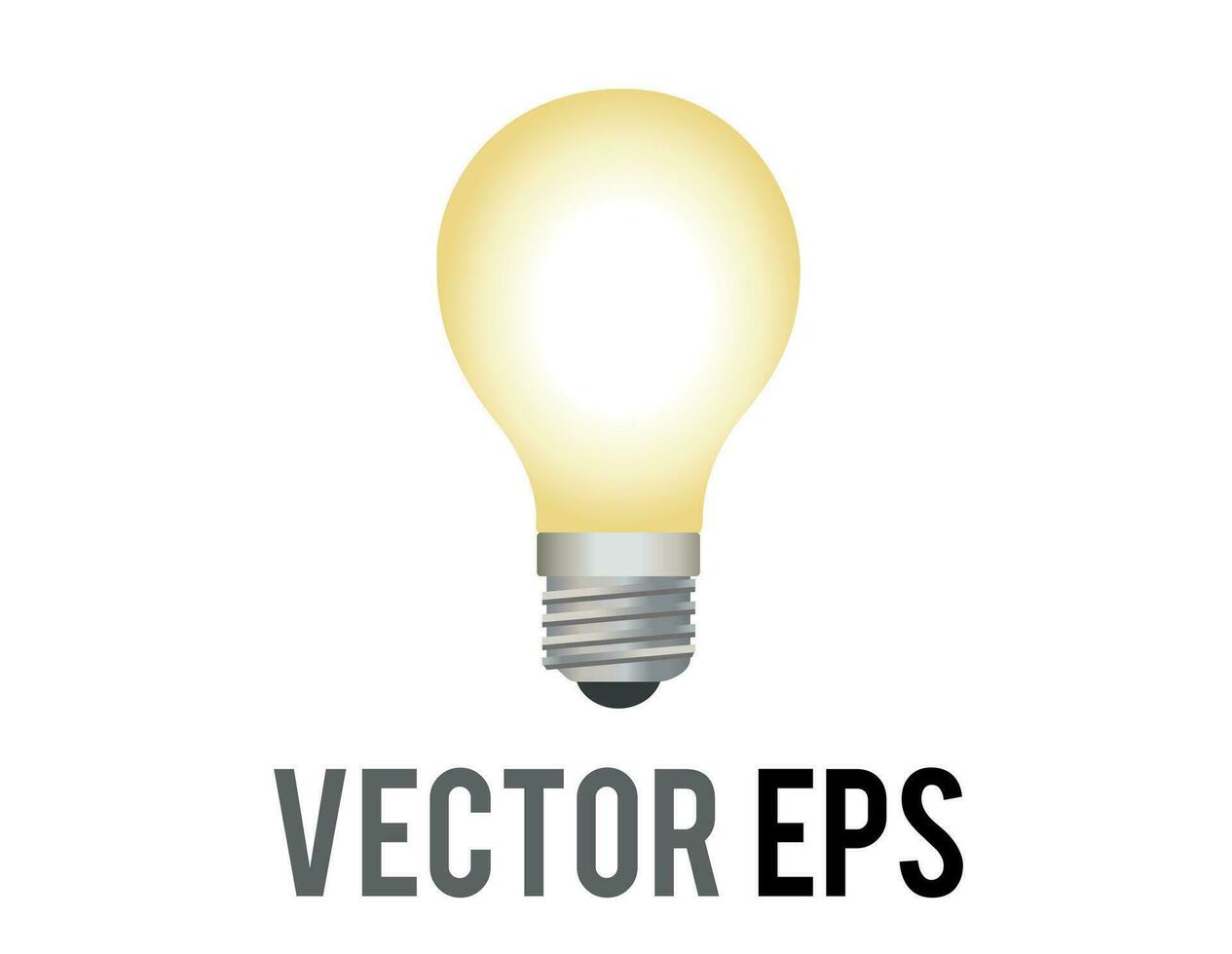 Vector light incandescent bulb icon with a silver base with soft, yellow white glow