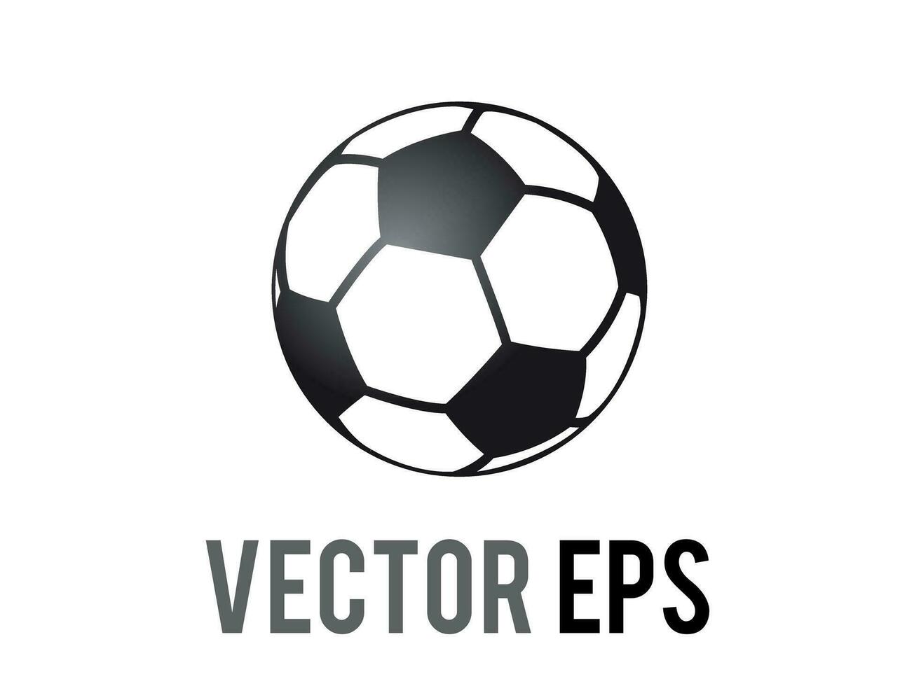 Vector round, black and white ball for soccer sport game icon