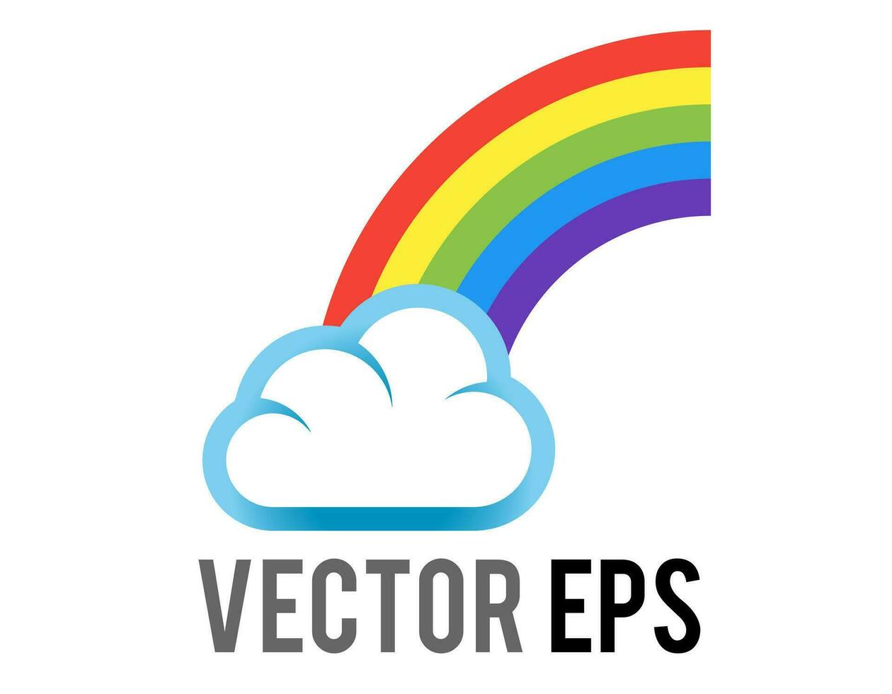 Vector half of a full rainbow icon, showing six bands of color red, orange, yellow, green, blue, violet