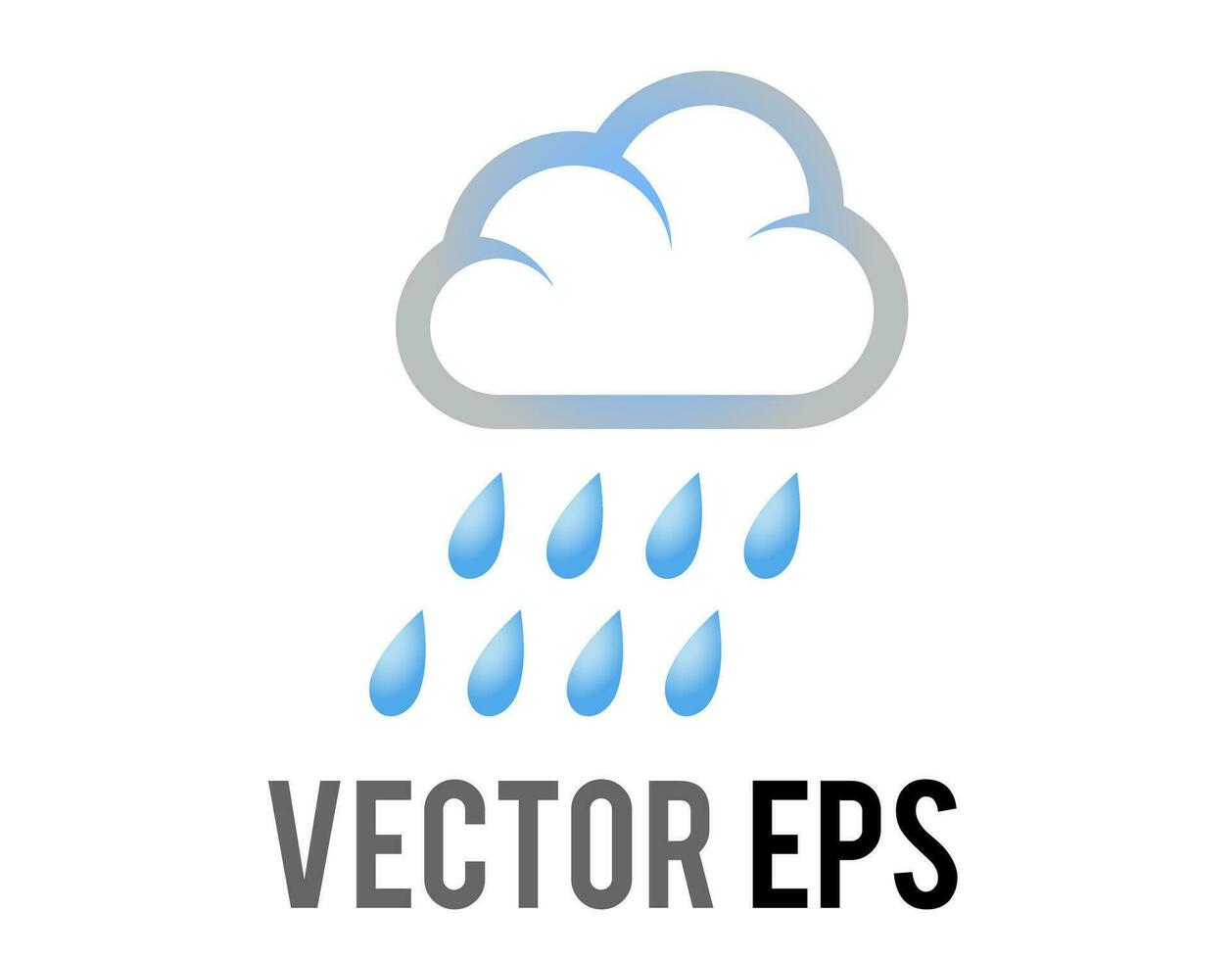 Vector blue raindrops falling from white cloud icon