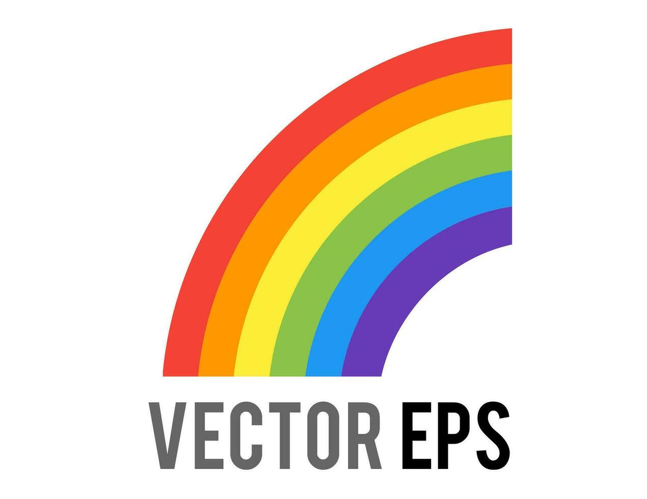 Vector half of a full rainbow icon, showing six bands of color red, orange, yellow, green, blue, violet