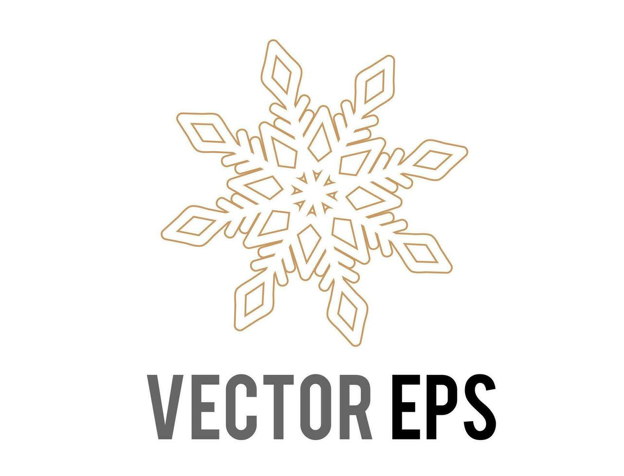 vector golden winter snowflake Christmas decoration icon