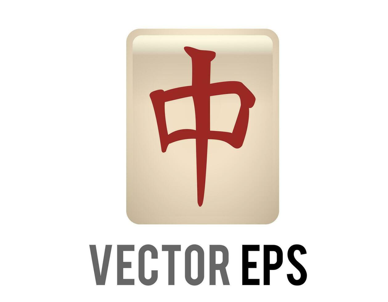 Vector red dragon tile in the game of Japanese Mahjong icon