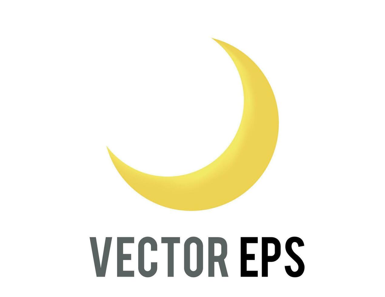 Vector thin gradient golden yellow crescent moon icon