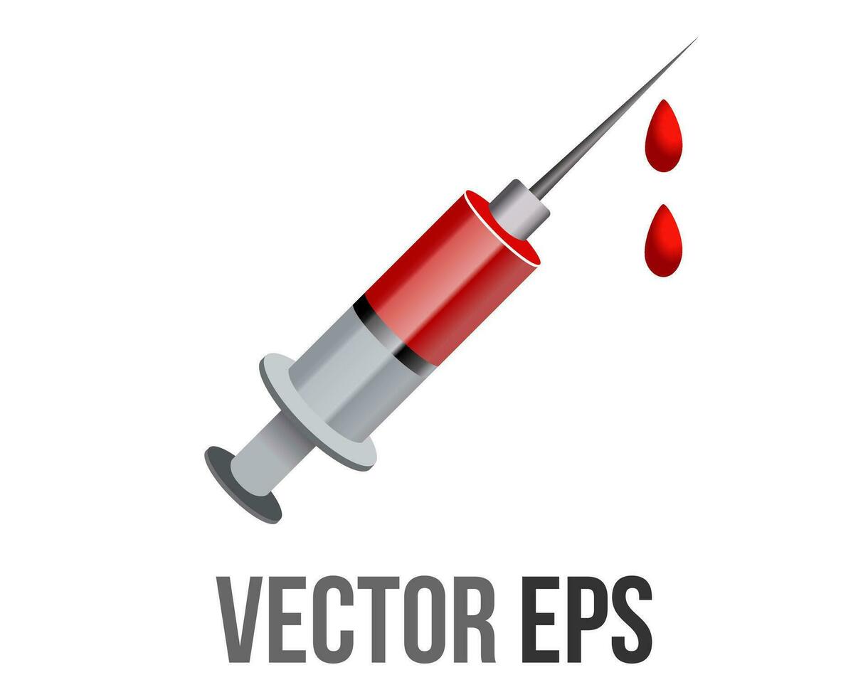 vector médico sangre donación, jeringuilla, vacunación degradado plano icono