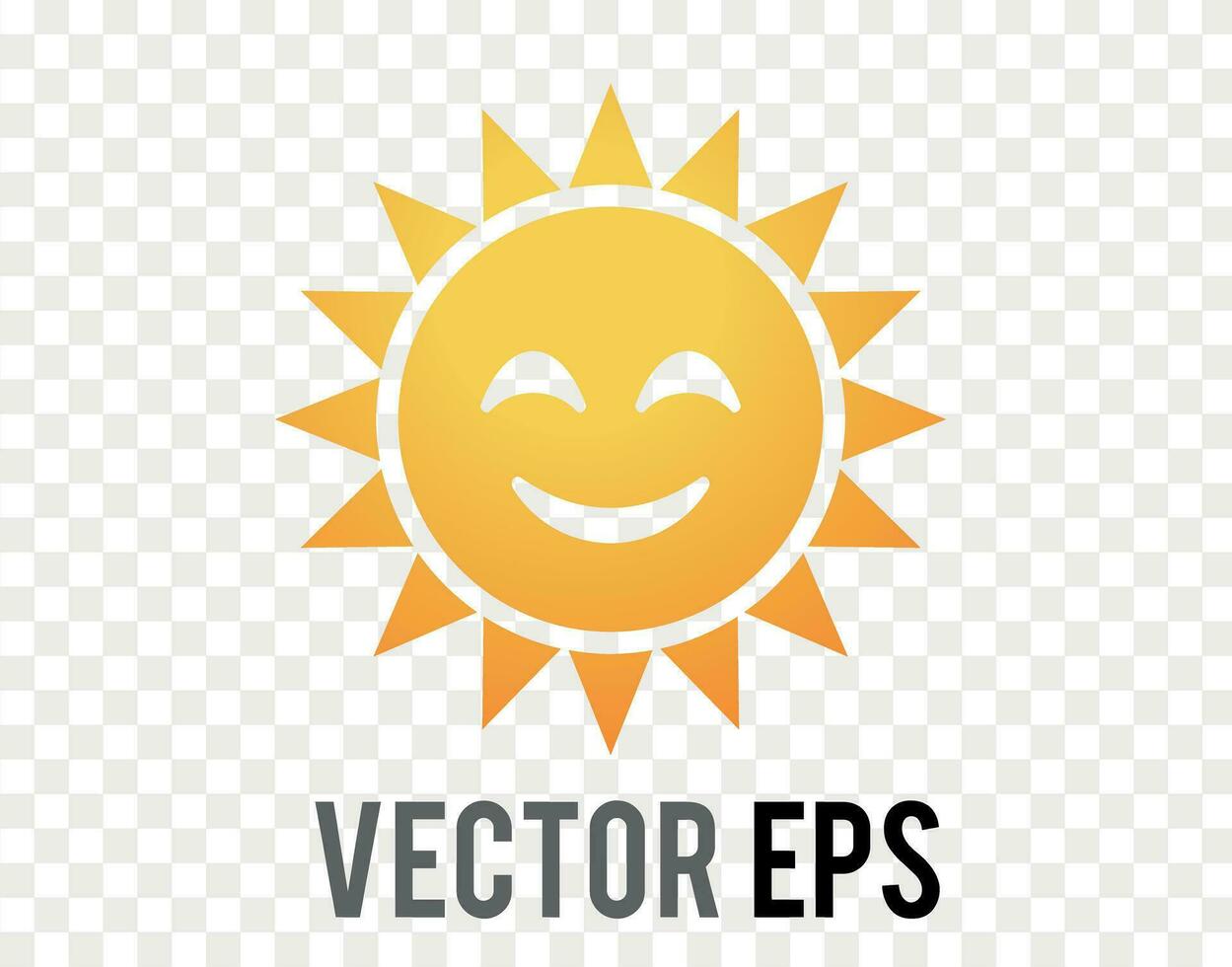 Gradient yellow and orange sun icon with smiling face vector