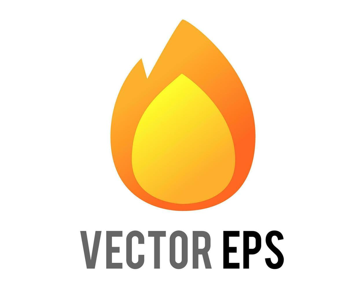 vector dibujos animados estilizado representado como degradado naranja, amarillo parpadeando fuego fuego icono