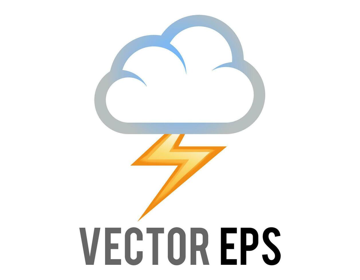 Vector white thunderstorms cloud icon with yellow lightning bolt flashing from thundercloud