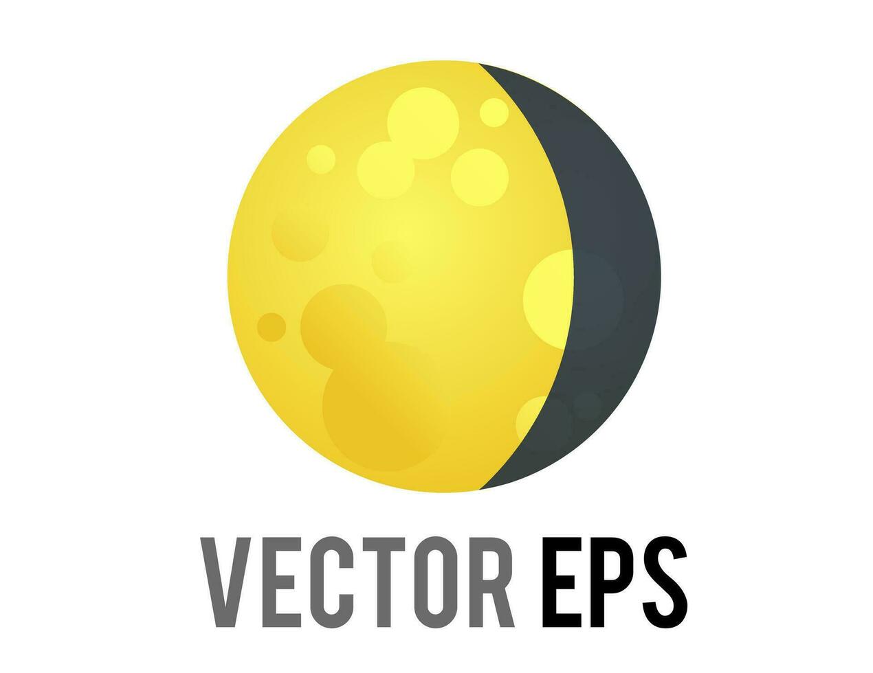 Vector golden yellow full moon icon with thin dark crescent on right side