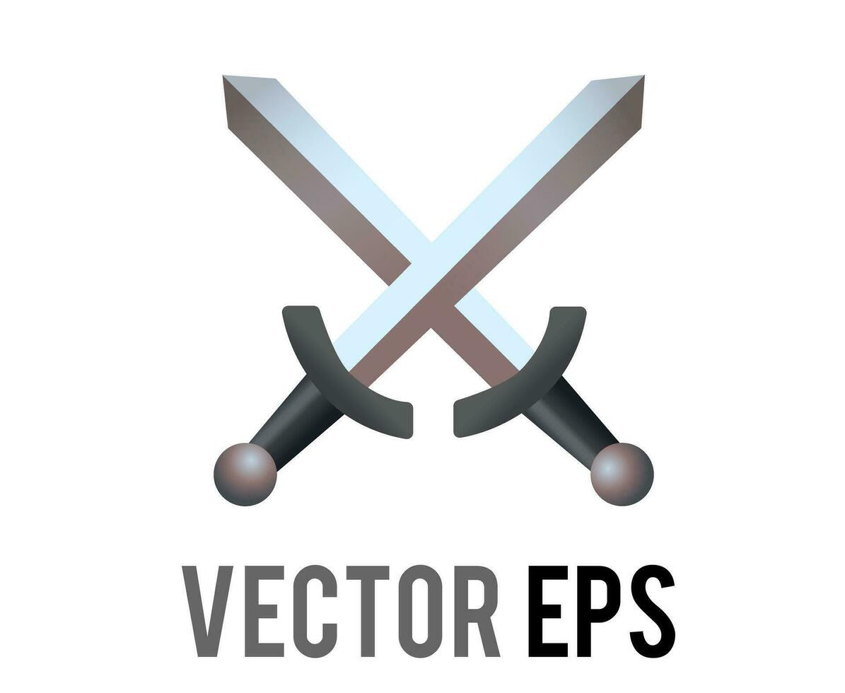 Vector two warrior swords icon with steel blades