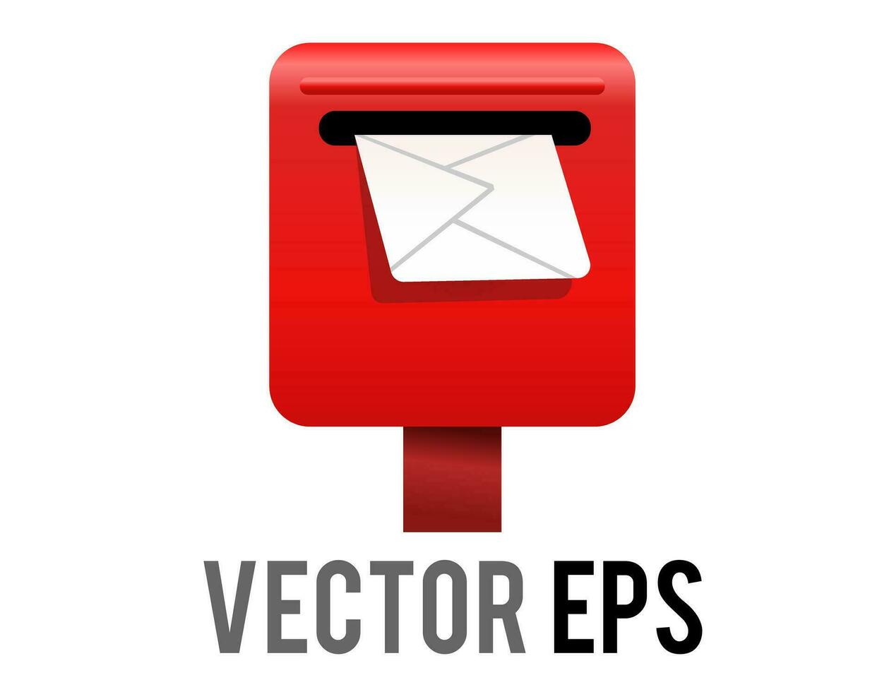 Vector red Japan public mailbox, postbox, letterbox icon with white letter or envelope