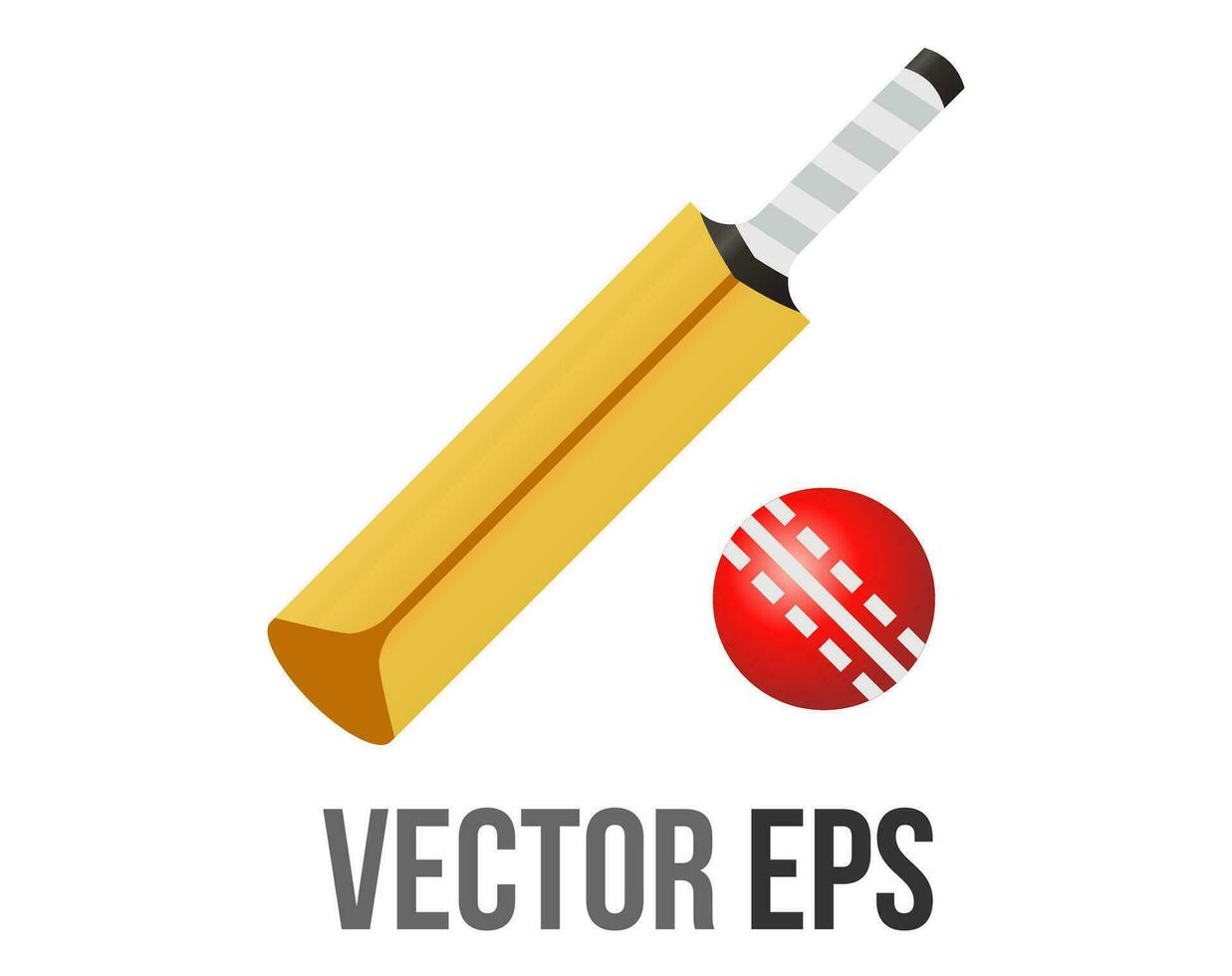 vector brown cricket bat and red ball icon