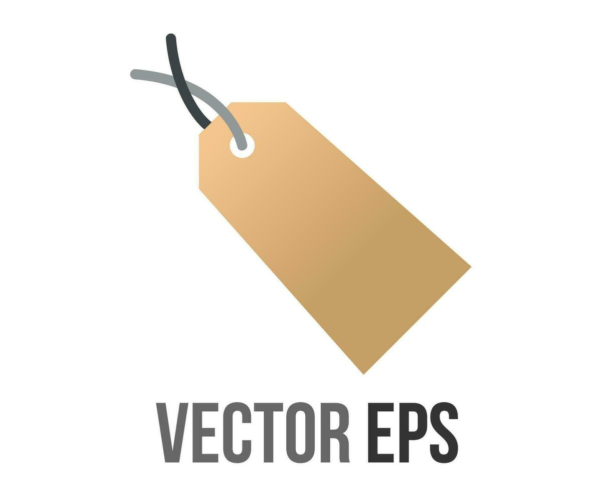 Vector light brown rectangular price tag with hole and string icon