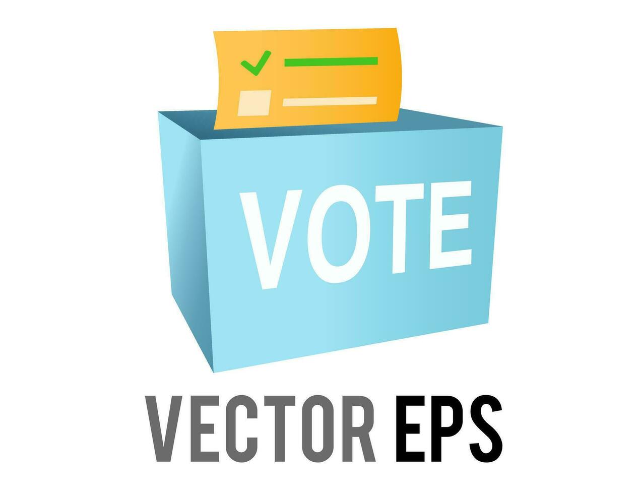 Vector blue ballot box icon with slot, casting vote and lock