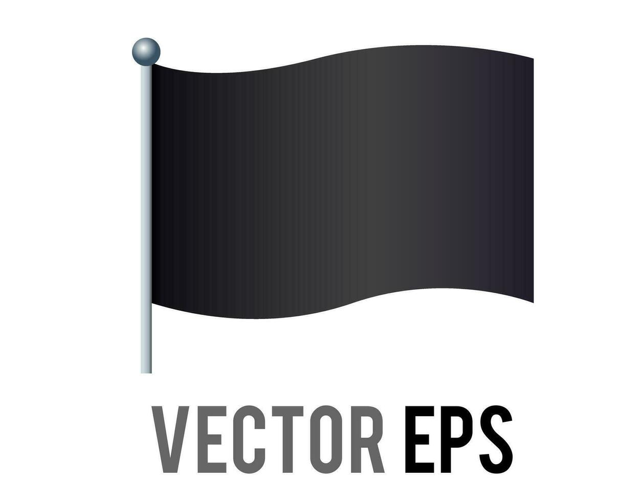 Vector isolated rectangular gradient black flag icon with silver pole